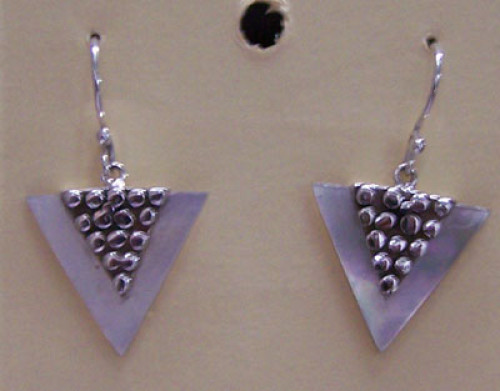 Mop Pyramid Earring With Silver