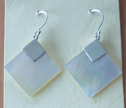 White Mop Shell Silver Earring