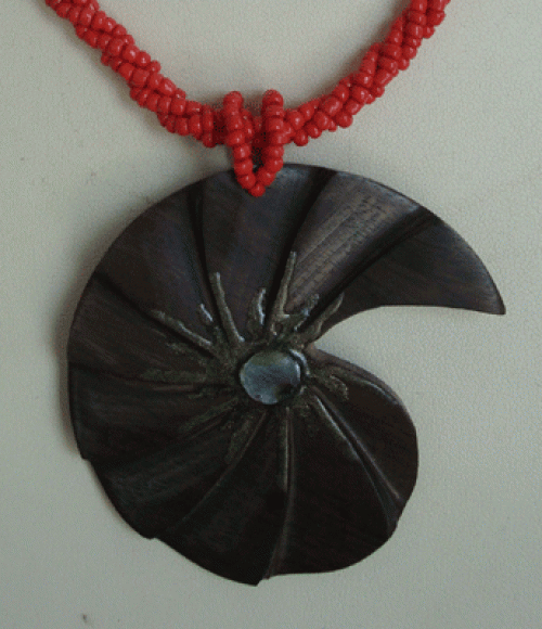 Paua In Wood Necklace