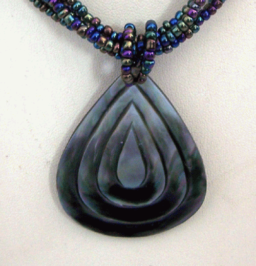 Black Mop Necklace Carved