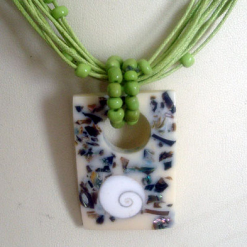 mosaic paua shell necklace with bead