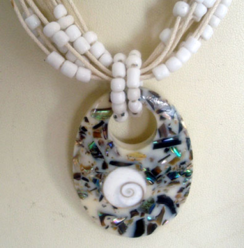 mosaic paua shell necklace with bead