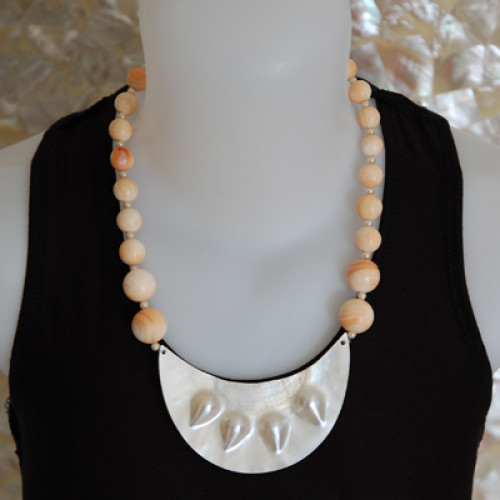 necklace art pearl mabe with bead shell